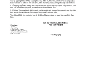 Công văn 5487/VPCP-CN ủy quyền phê duyệt Quy hoạch