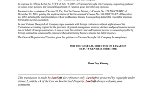 Official Dispatch No. 3959/TCT-CS on contractor tax policies