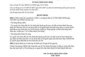 Quyết định 30/2007/QĐ-UBND ủy quyền phê duyệt quyết toán dự án đầu tư