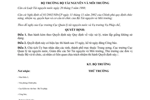 Quyết định 14/2007/QĐ-BTNMT Quy định xử lý trám lấp giếng không sử dụng