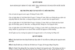 Quyết định 13/2007/QĐ-BTNMT quy định điều tra đánh giá tài nguyên nước dưới đất