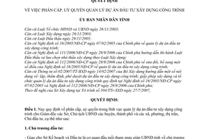 Quyết định 33/2007/QĐ-UBND phân cấp, uỷ quyền quản lý dự án đầu tư xây dựng