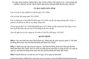 Quyết định 35/2007/QĐ-UBND Định mức dự toán công tác quản lý, vận hành