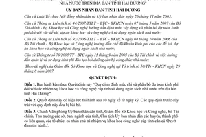 Quyết định số 3191/2007/QĐ-UBND chi, phân bổ dự toán kinh phí nhiệm vụ khoa học