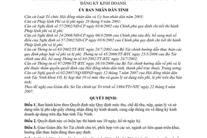 Quyết định 27/2007/QĐ-UBND mức thu chế độ thu nộp, quản lý sử dụng lệ phí
