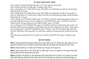 Quyết định 24/2007/QĐ-UBND mức thu, chế độ thu, nộp, quản lý sử dụng lệ phí hộ tịch, hộ khẩu, chứng minh nhân dân