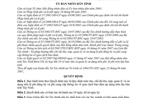 Quyết định 30/2007/QĐ-UBND quy định mức chế độ thu, nộp, quản lý sử dụng lệ phí đăng ký phí cung cấp thông tin giao dịch bảo đảm