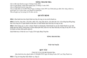 Quyết định 1860/QĐ-TTCP quy tắc ứng xử của cán bộ thanh tra