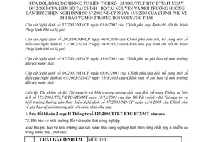 Thông tư liên tịch 106/2007/TTLT/BTC-BTNMT phí bảo vệ môi trường đối với nước thải