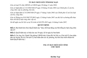 Quyết định 1628/2007/QĐ-UBND Quy chế hoạt động Hội đồng kỷ luật công chức cấp xã Bắc Kạn