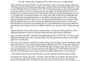 Chỉ thị 001/CT-BCT giải pháp cấp bách kiềm chế tai nạn giao thông ùn tắc giao thông thực hiện Nghị quyết 32/2007/NQ-CP