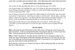 Quyết định 1796/2007/QĐ-UBND Chương trình phát triển kinh tế xã hội xã khó khăn