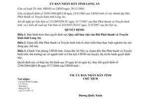 Quyết định 44/2007/QĐ-UBND quy chế làm việc đài phát thanh truyền hình Long An