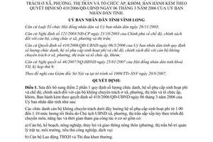 Quyết định 16/2007/QĐ-UBND số lượng chức danh hệ số phụ cấp sinh hoạt phí