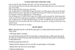 Quyết định 22/2007/QĐ-UBND mức thu chế độ thu nộp quản lý sử dụng lệ phí