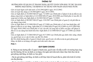 Thông tư 107/2007/TT-BTC hướng dẫn quản lý thanh toán, quyết toán vốn đầu tư dự án giải phóng mặt bằng, tái định cư sử dụng vốn NSNN