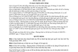Quyết định 32/2007/QĐ-UBND Đề án thành lập Quỹ giải quyết việc làm tỉnh Tây Ninh giai đoạn 2006 - 2010