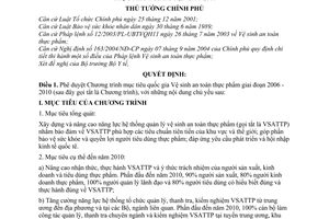 Quyết định 149/2007/QĐ-TTg phê duyệt Chương trình mục tiêu quốc gia Vệ sinh an toàn thực phẩm giai đoạn 2006-2010