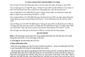 Quyết định 2057/QĐ-UBND 2007 quy hoạch phát triển công nghiệp Cần Thơ