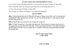 Quyết định 52/2007/QĐ-UBND quy chế văn phòng đại diện ủy ban Đà Nẵng tại Hà Nội