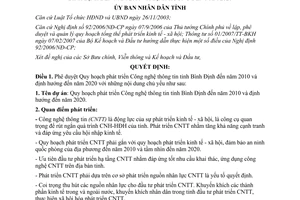 Quyết định 566/QĐ-UBND 2007 Quy hoạch phát triển Công nghệ thông tin Bình Định 2010 định hướng 2020