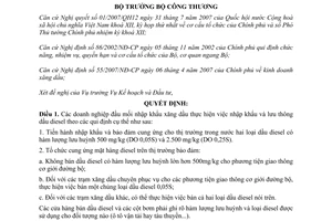 Quyết định 004/2007/QĐ-BCT tổ chức nhập khẩu lưu thông dầu diesel