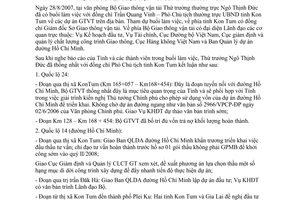 Thông báo 421/TB-BGTVT kết luận Thứ trưởng Bộ GTVT Ngô Thịnh Đức họp UBND tỉnh Kon Tum