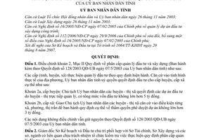 Quyết định 99/2007/QĐ-UBND điều chỉnh phân cấp quản lý đầu tư xây dựng kèm theo Quyết định 128/2003/QĐ-UB
