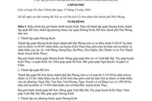 Nghị định 145/2007/NĐ-CP điều chỉnh địa giới hành chính huyện Kiến Thụy thành lập quận Dương Kinh Đồ Sơn quận Dương Kinh, Đồ Sơn, thành phố Hải Phòng