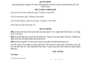 Quyết định 151/2007/QĐ-TTg Quy định nhập khẩu thuốc chưa có số đăng ký tại Việt Nam