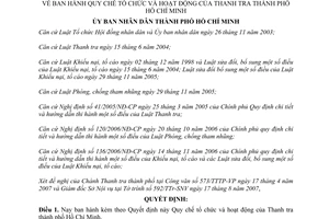 Quyết định 120/2007/QĐ-UBND Quy chế tổ chức hoạt động Thanh tra thành phố Hồ Chí Minh