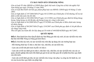 Quyết định 18/2007/QĐ-UBND bảng giá nhà xây mới, tài sản vật kiến trúc