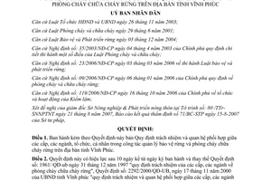 Quyết định 51/2007/QĐ-UBND công tác quản lý bảo vệ phòng cháy chữa cháy rừng