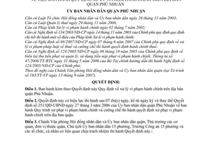 Quyết định 794/2007/QĐ-UBND Quy định xử lý vi phạm hành chính quận Phú Nhuận