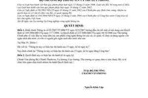 Quyết định 112/QĐ-BTTTT đính chính thời điểm có hiệu lực thông tư 02/2007/TT-BBCVT