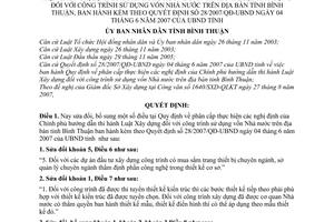 Quyết định 48/2007/QĐ-UBND sửa đổi 28/2007/QĐ-UBND Quy định phân cấp thực hiện nghị định Chính phủ hướng dẫn thi hành Luật Xây dựng