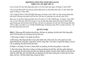 Nghị quyết 140/2007/NQ-HĐND phát triển thể dục thể thao Tiền Giang đến 2010