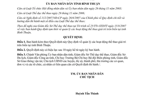 Quyết định 47/2007/QĐ-UBND quản lý hoạt động thể thao giải trí trên biển Bình Thuận