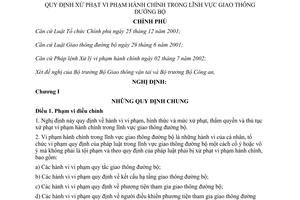 Nghị định 146/2007/NĐ-CP xử phạt vi phạm hành chính trong lĩnh vực giao thông đường bộ