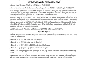 Quyết định 3390/2007/QĐ-UBND mức phí đo đạc và lập bản đồ địa chính Quảng Ninh