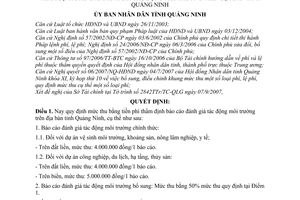 Quyết định 3393/2007/QĐ-UBND mức thu, chế độ thu, nộp, quản lý và sử dụng phí thẩm định báo cáo đánh giá tác động môi trường