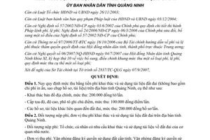 Quyết định 3391/2007/QĐ-UBND quản lý phí khai thác sử dụng tài liệu đất đai Quảng Ninh