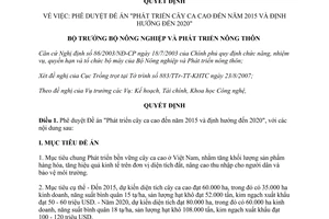 Quyết định số 2678/QĐ-BNN-KH năm 2007 Đề án phát triển cây Ca cao đến 2015 Bộ NNPTNN