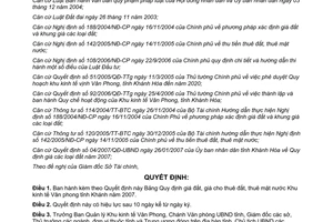 Quyết định 46/2007/QĐ-UBND giá đất, giá cho thuê đất, mặt nước khu kinh tế