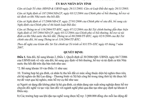 Quyết định 37/2007/QĐ-UBND sửa đổi bồi thường, hỗ trợ và tái định cư