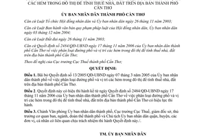 Quyết định 32/2007/QĐ-UBND hủy bỏ quyết định phân loại đường phố Cần Thơ