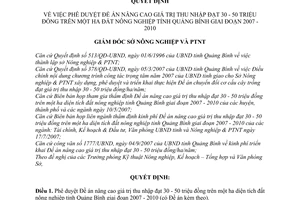 Quyết định 909/QĐ-SNN phê duyệt Đề án nâng cao giá trị thu nhập