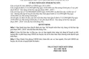 Quyết định 1618/QĐ-UBND kế hoạch triển khai xây dựng xã hội học tập giai đoạn 2005-2010 tỉnh Hưng Yên