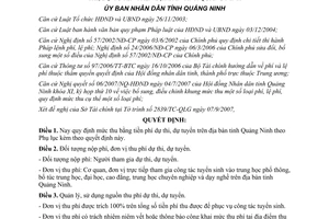 Quyết định 3435/2007/QĐ-UBND mức thu phí dự thi Quảng Ninh