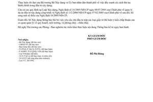 Thông báo 7371/TB-VP chỉ đạo đồng chí Nguyễn Minh Dũng Giám đốc sở bãi bỏ thủ tục tại Sở Xây dựng thành phố Hồ Chí Minh